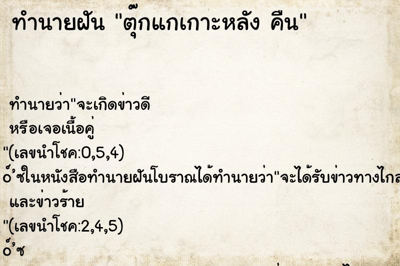 ทำนายฝัน ตุ๊กแกเกาะหลัง คืน